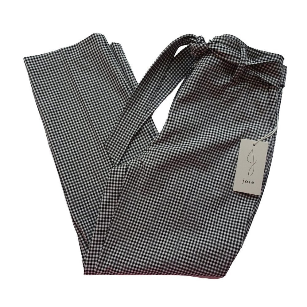 NWT JOIE Belted Gingham Pants Trousers High Waist Fashion Career Designer 4 - Picture 3 of 12